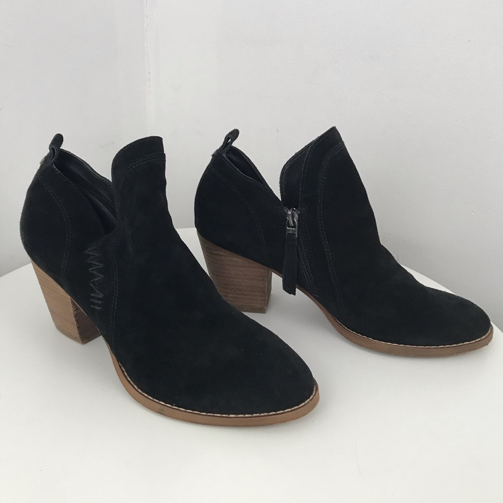SAM EDELMAN black suede booties size 10
